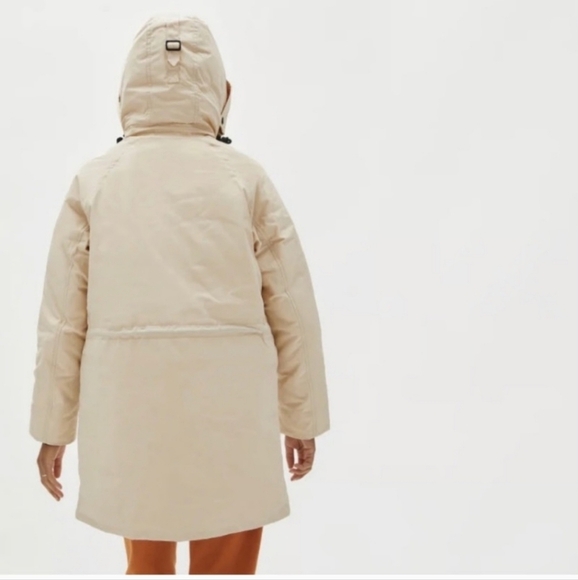 EVERLANE ReNew Military Parka Coat Cashew Beige Drawstring Hood small - Picture 3 of 16